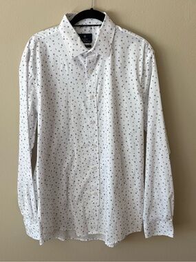 Ben Sherman Slim Fit Stretch Men's White Printed Button-Up Shirt